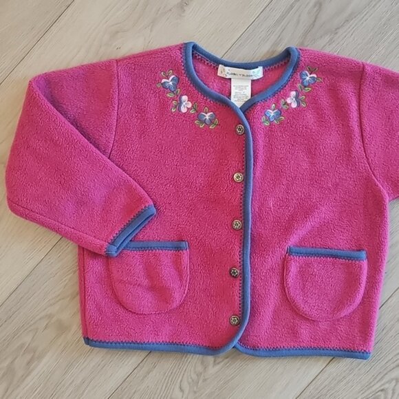 Vintage Puddles n Bubbles Embroidered Fleece Cardigan 4T - Picture 2 of 9